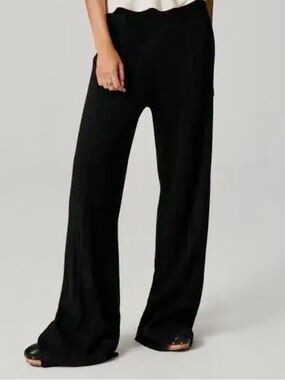 ba&sh Black Wide-Leg Draped Pants